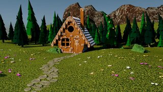Alexandra Gužíková (3. roč.) – Priestor na hranie (3D priestor (Autodesk Maya), digitálna maľba)