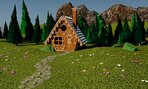 Alexandra Gužíková (3. roč.) – Priestor na hranie (3D priestor (Autodesk Maya), digitálna maľba)